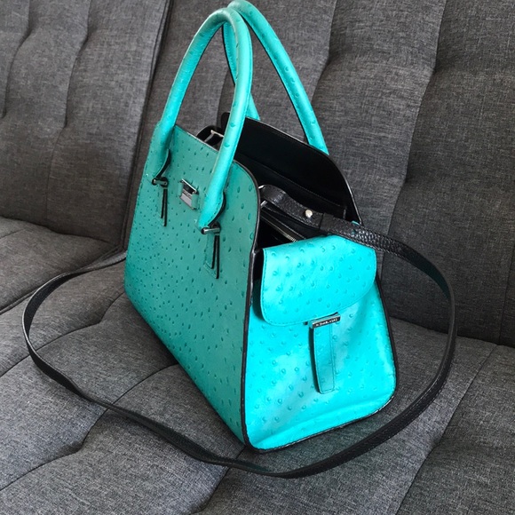 Michael KORS turquoise Gia ostrich satchel - Picture 5 of 8